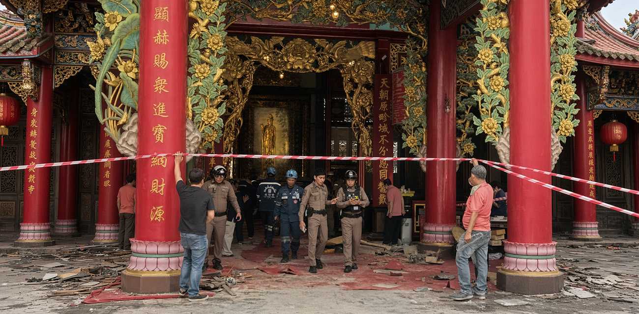 曼谷耀华力观音圣庙车祸 比亚迪冲进寺庙导致三人受伤 这气势估计菩萨都吓一跳