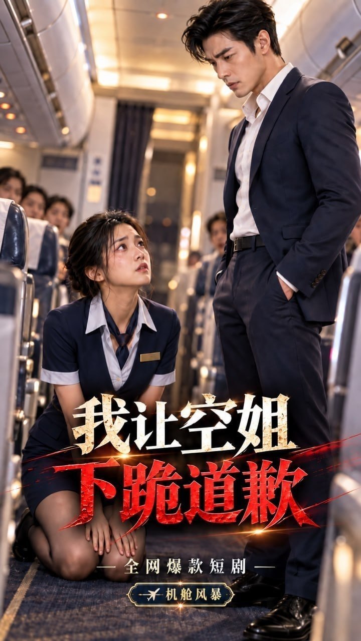 AI成人短剧 我让空姐下跪道歉 第2集 高空狭窄机舱卫生间内的禁忌情欲