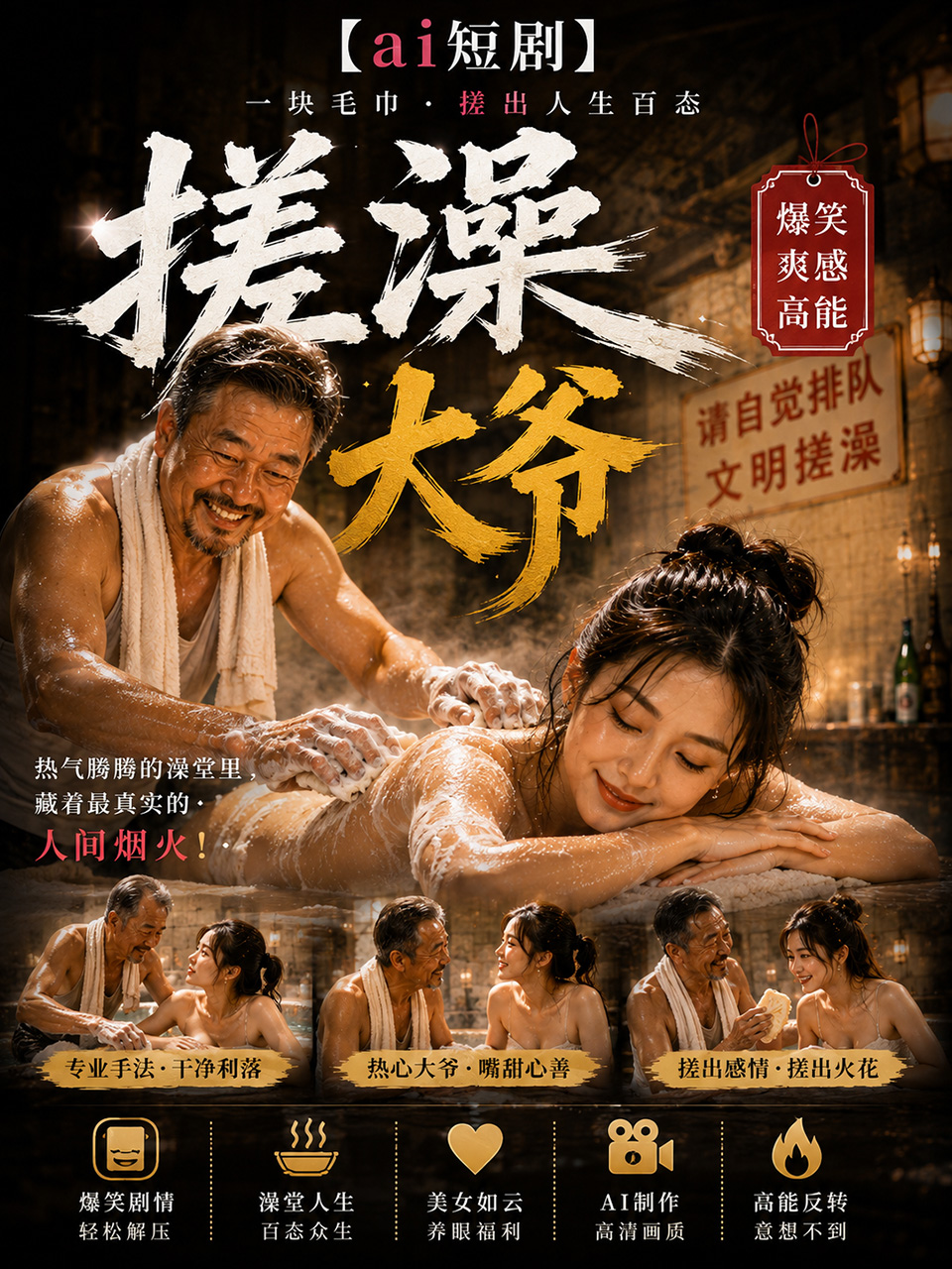 搓澡大爷 露两点 ai短剧 成人情欲故事 搓澡缠绵 的封面